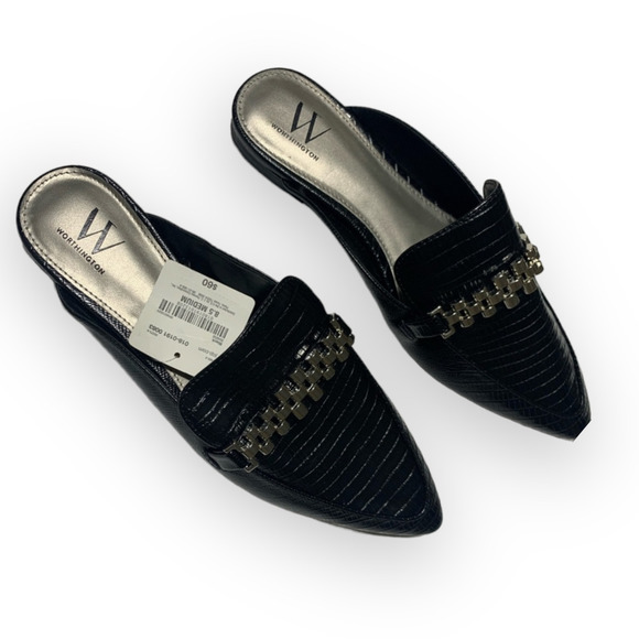 WORTHINGTON Camden Black Decorative Flat Mule Size 6.5 NIB - Picture 6 of 8